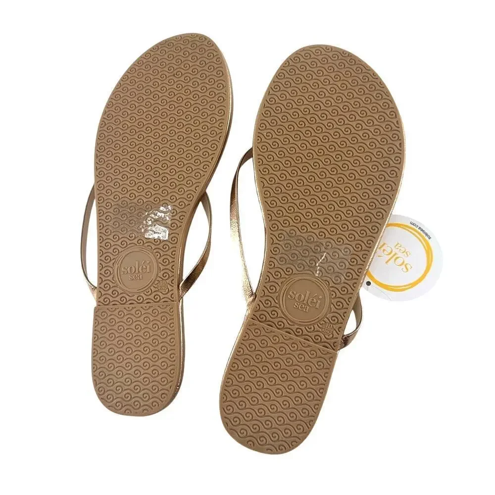 Solei Sea Women's Metallic Gold Copa Flip Flop Sandals Size 8